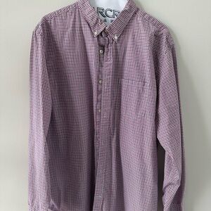 Mens banana republic pink/navy checkered shirt Camden Fit Sz xl excellent cond